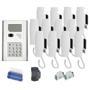 ZESTAW WIDEODOMOFONOWY CYFROWY PROEL KDC3905V SREBRNY + 12x PC-612V-CZ + HDR-30-24 + 2x RV4/6EL